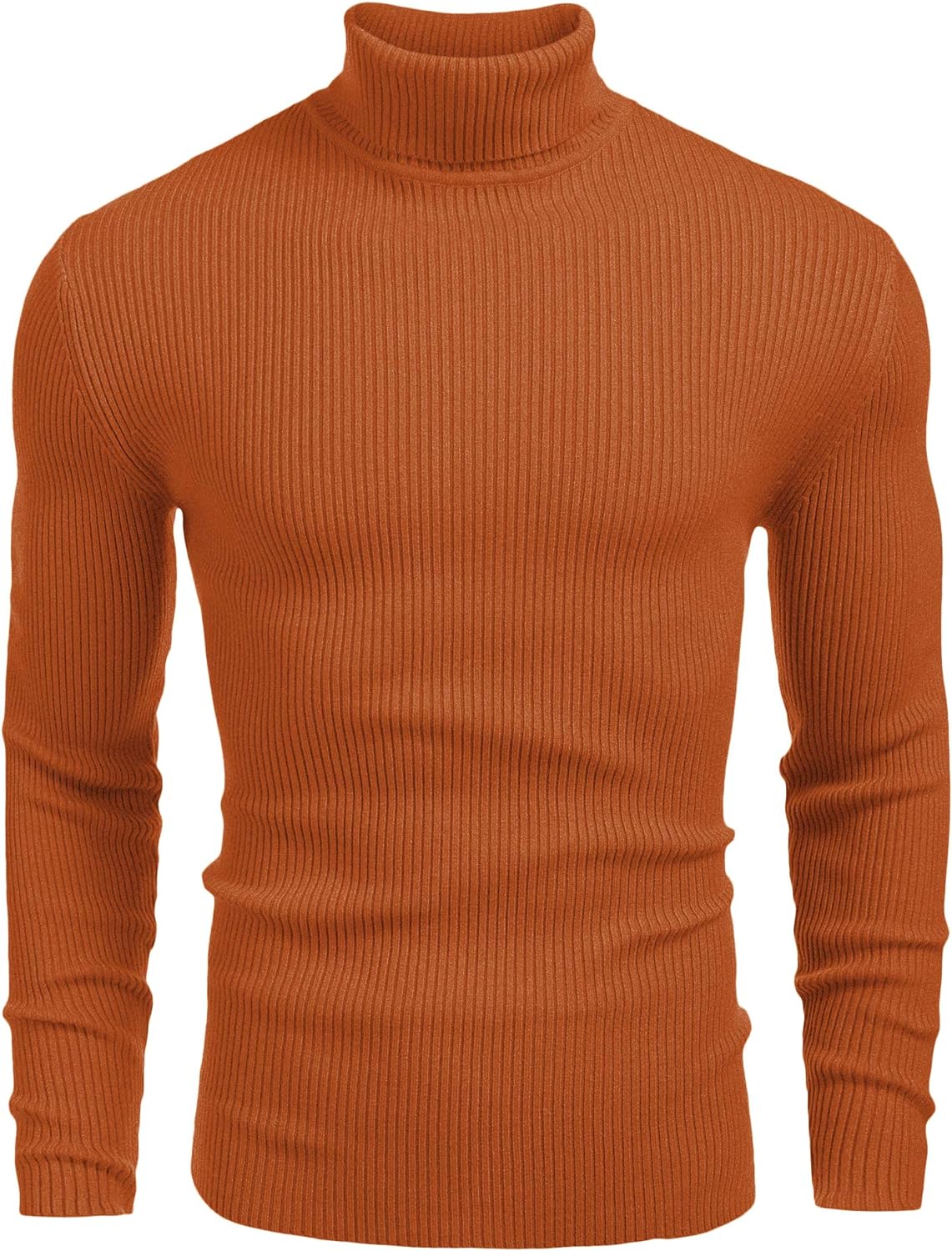 COOFANDY Mens Ribbed Slim Fit Knitted Pullover Turtleneck Sweater