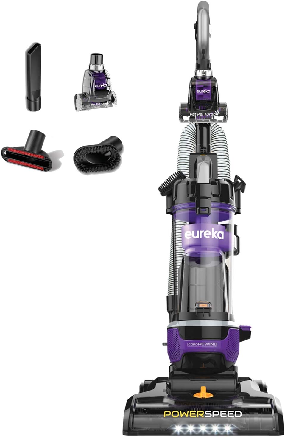 Eureka Bagless Upright Vacuum Cleaner Powerful for Carpet and Hard Floor, PowerSpeed w/Pet Tool, Purple