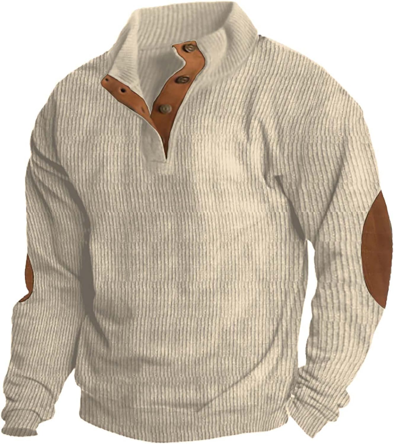 Mens Corduroy Shirts Casual Lapel Collar Button Up Pullover Mock Neck Long Sleeve Sweaters Casual Polo Sweatshirts