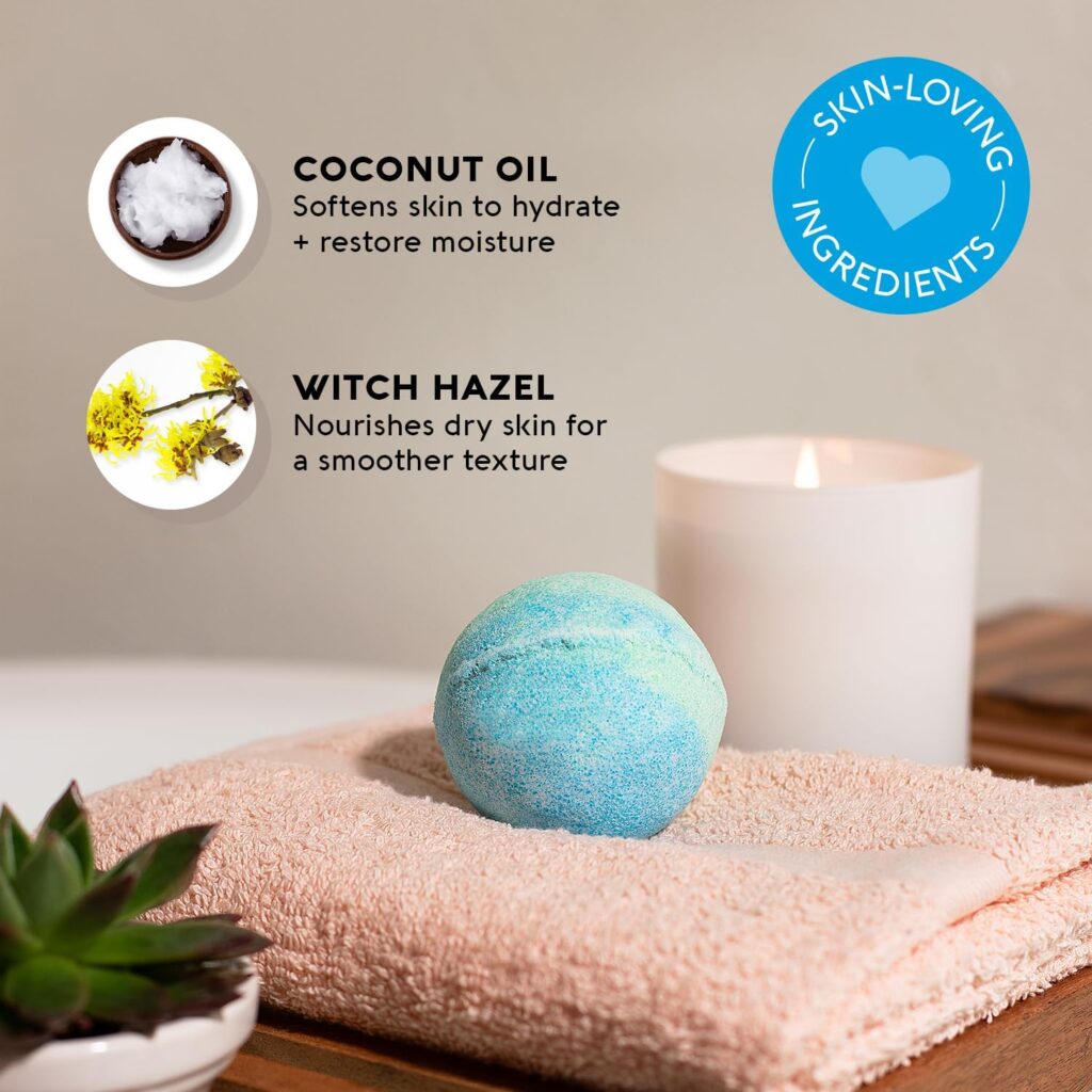 Natures Beauty Eucalyptus  Tea Tree Bath Bomb Multi-Pack- Natural Hand Crafted, Non-Staining, Luxury Fizzy Spa Bomb, Sooth + Restore Skin, Made w/Coconut Oil  Witch Hazel, 5.5oz (4 Pack)