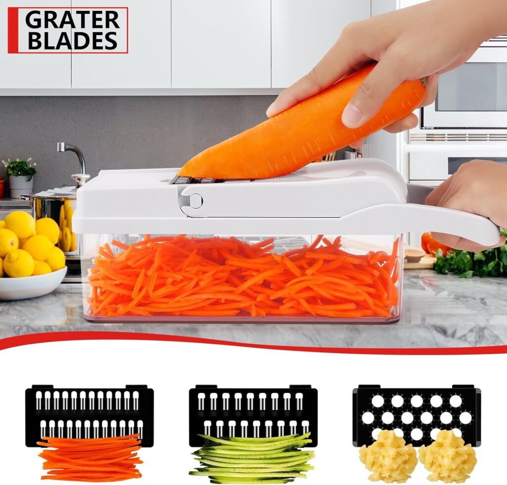 Professional All-in-1 Vegetable Chopper, Veggie Chopper, Mandoline Food Slicer, Veggie Chopper With Container, Food Chopper, Onion Chopper, Vegetable Slicer, Egg slicer, Kitchen Chopper Dicer Cutter