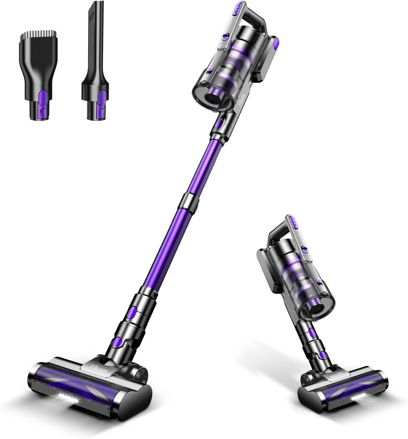 Tikom V700 Cordless Vacuum Cleaner with 450W 33Kpa Powerful Suction, Up to 50 Mins Runtime, 1.3L Dust Cup, 6 in 1 Stick Vacuum Cleaner Ideal for Carpet, Pet Hair, Hard Floor, Purple