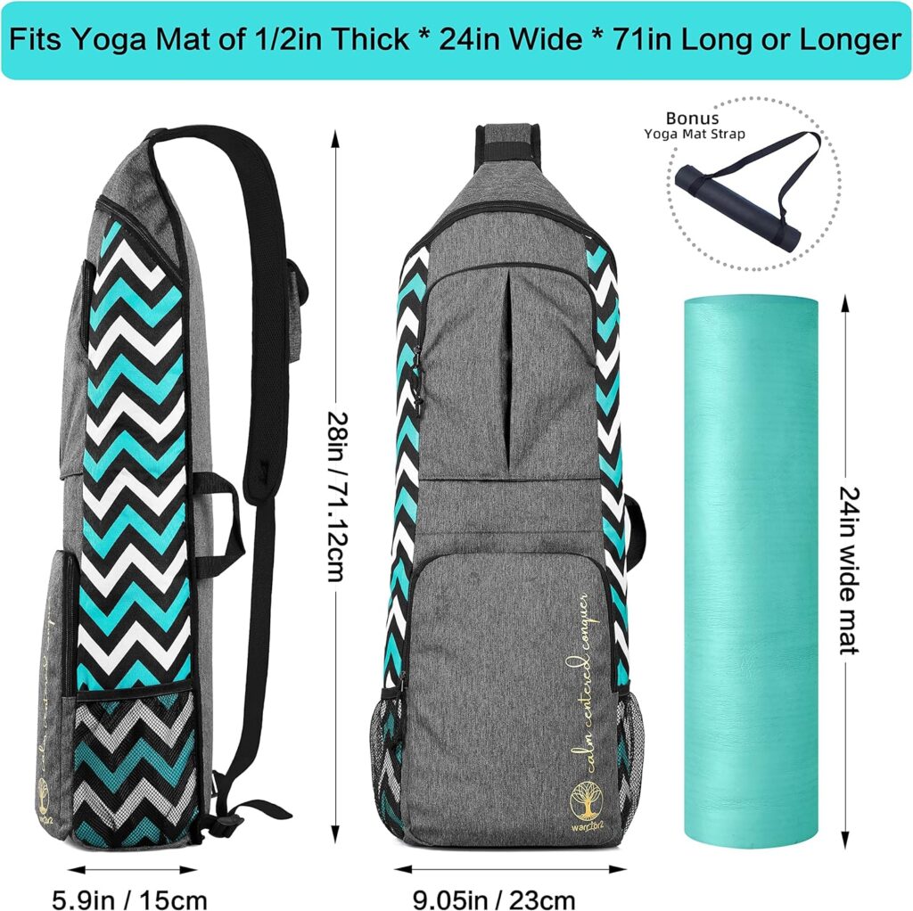 WARRIOR2 Yoga Mat Bags for Women  Men Fits 1/2 Thick Mat, Travel Yoga Backpack With Mat Holder, Large Pockets for Accessories  Water Bottles | Zipper Yoga Mat Bag Carrier