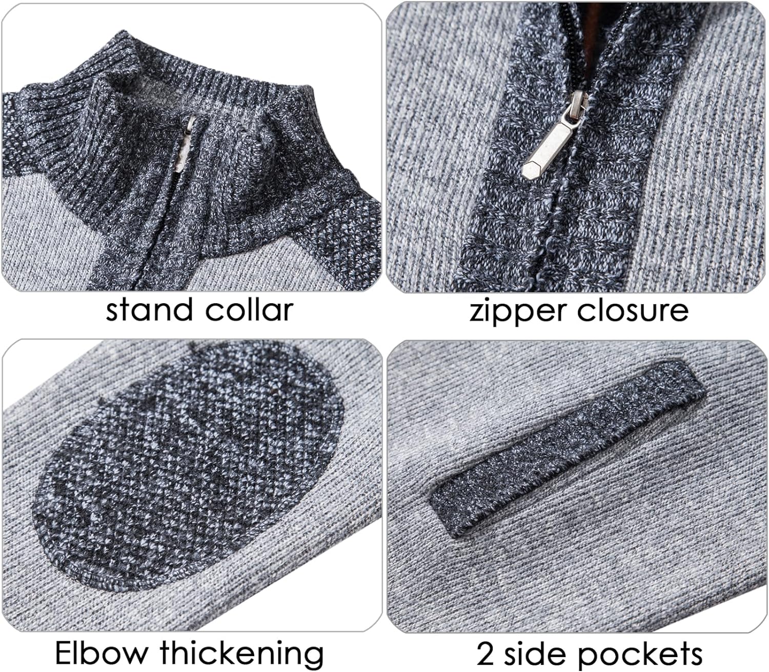 XinYangNi Mens Sweaters Full Zip Thick Knitted Cardigan Sweaters Jacket with Pockets