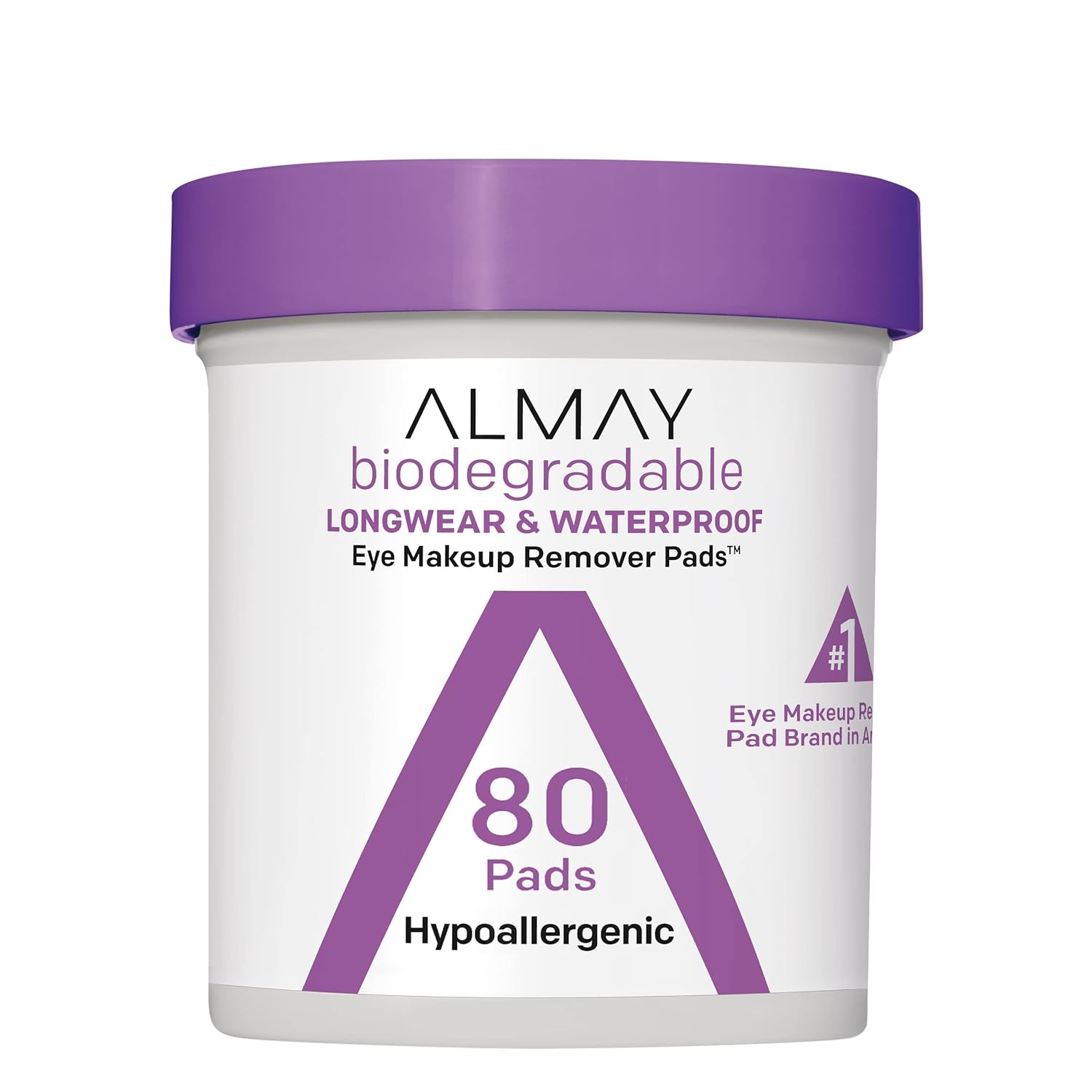 Almay Eye Makeup Remover Pads, Biodegradable Longwear  Waterproof, Hypoallergenic, Cruelty Free-Fragrance Free Cleansing Wipes, 80 Pads (Pack of 1)