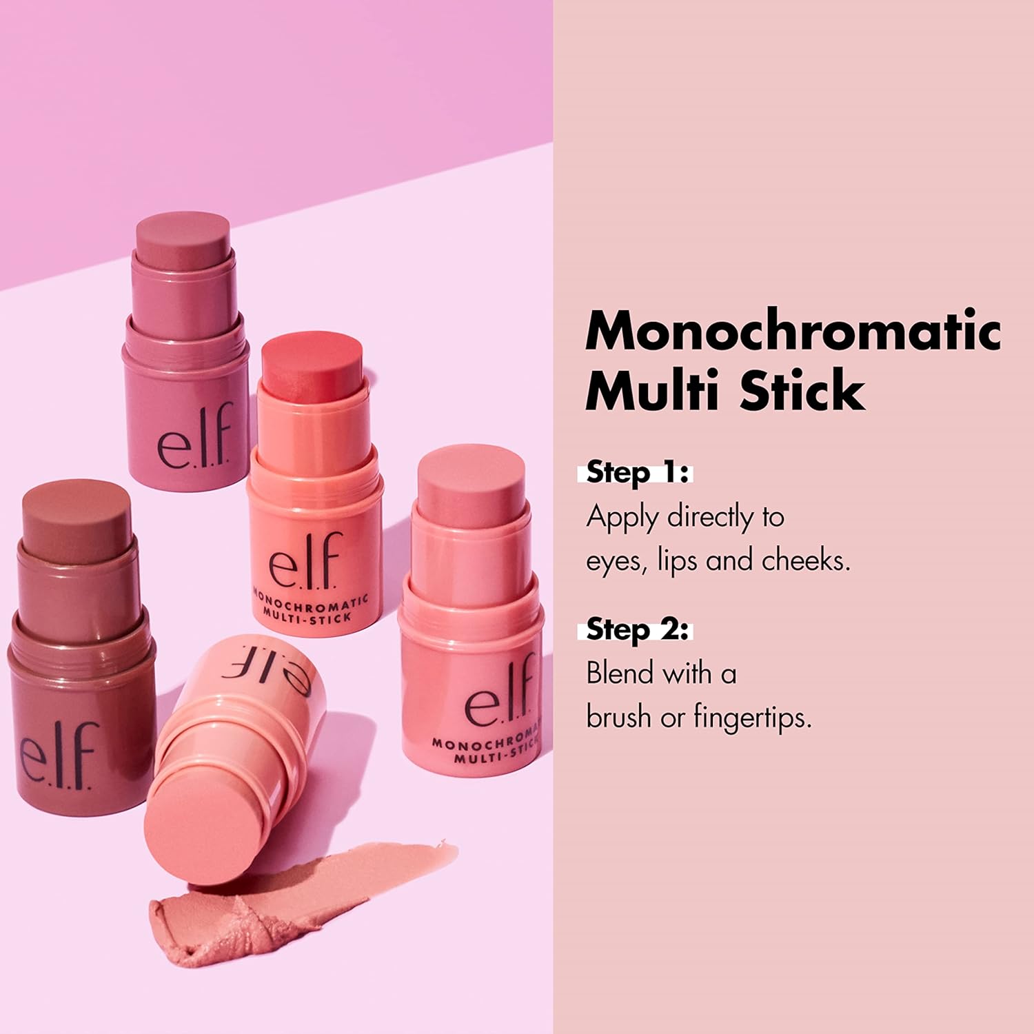 e.l.f. Monochromatic Multi Stick, Luxuriously Creamy  Blendable Color, For Eyes, Lips  Cheeks, Dazzling Peony, 0.17 oz (5 g)