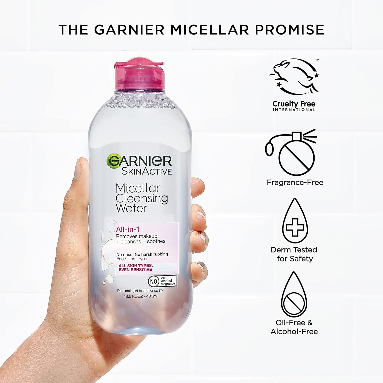 Garnier SkinActive Micellar Water for All Skin Types, Facial Cleanser  Makeup Remover, 13.5 Fl Oz (400mL), 1 Count (Packaging May Vary)