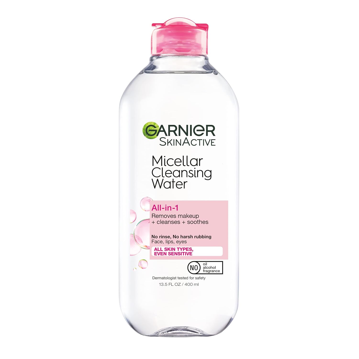 Garnier SkinActive Micellar Water for All Skin Types, Facial Cleanser  Makeup Remover, 13.5 Fl Oz (400mL), 1 Count (Packaging May Vary)