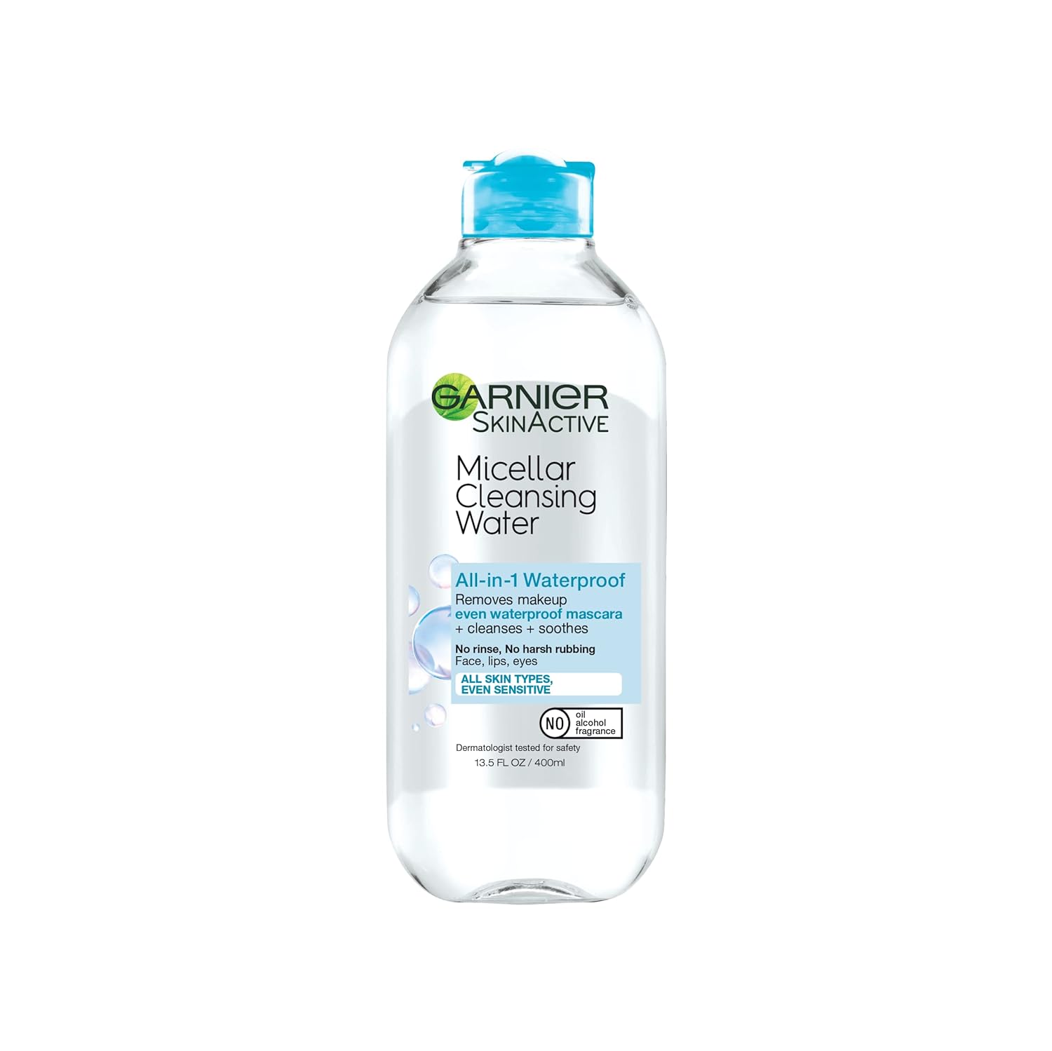 Garnier SkinActive Micellar Water For Waterproof Makeup, Facial Cleanser  Makeup Remover, 13.5 Fl Oz (400mL), 1 Count (Packaging May Vary)