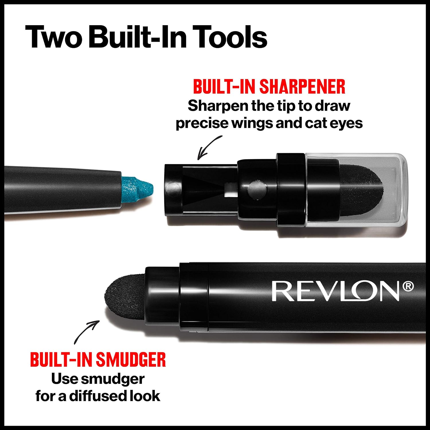 Revlon Pencil Eyeliner, Gifts for Women, Stocking Stuffers, ColorStay Eye Makeup with Built-in Sharpener, Waterproof, Smudge-proof, Longwearing with Ultra-Fine Tip, 201 Black, 2 Pack