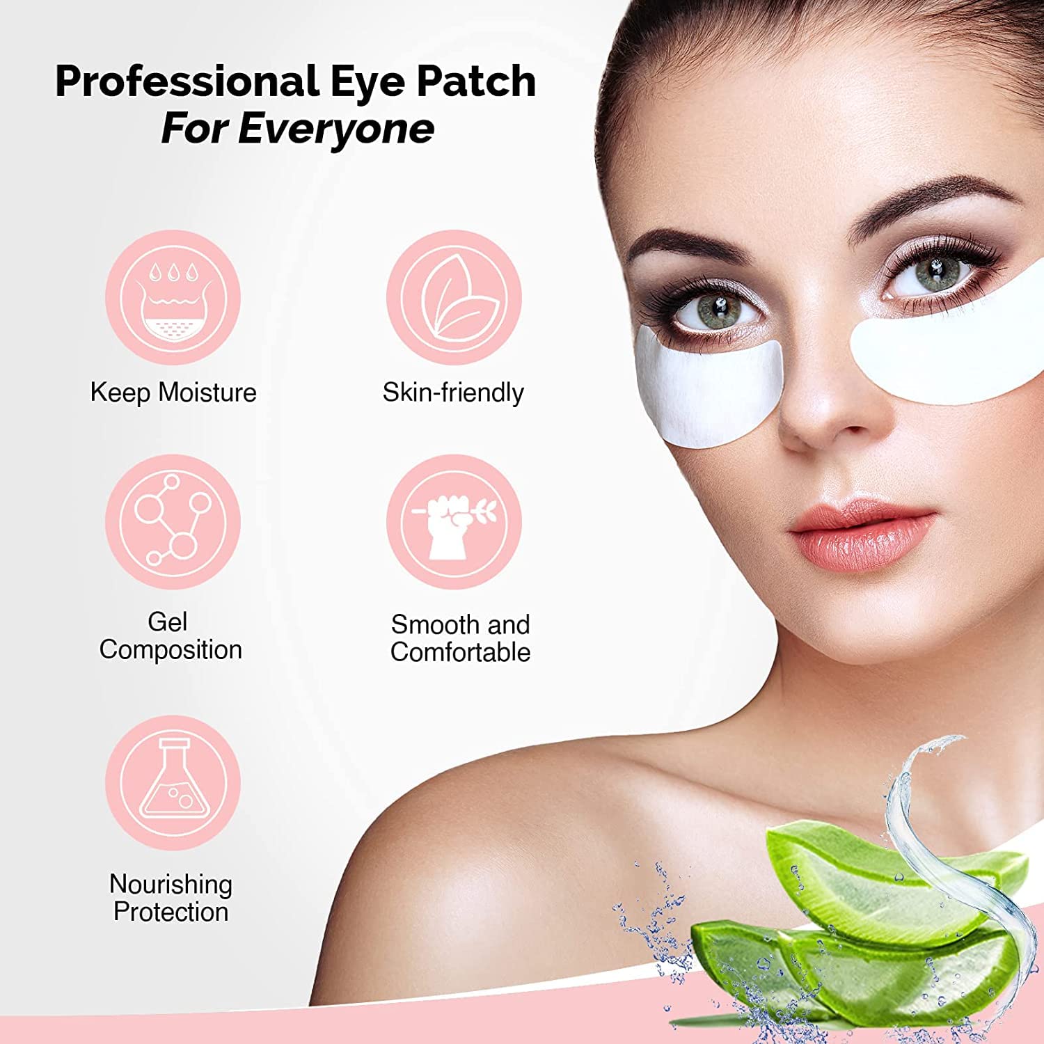 100 Pairs GreenLife 100% Natural Eyelash Extension Under Eye Gel Pads patches kit Collagen Aloe Vera Hydrogel Eye Patches Eyelash Extension Supplies Tools, Lash Extension Supplies, lash tech supplies