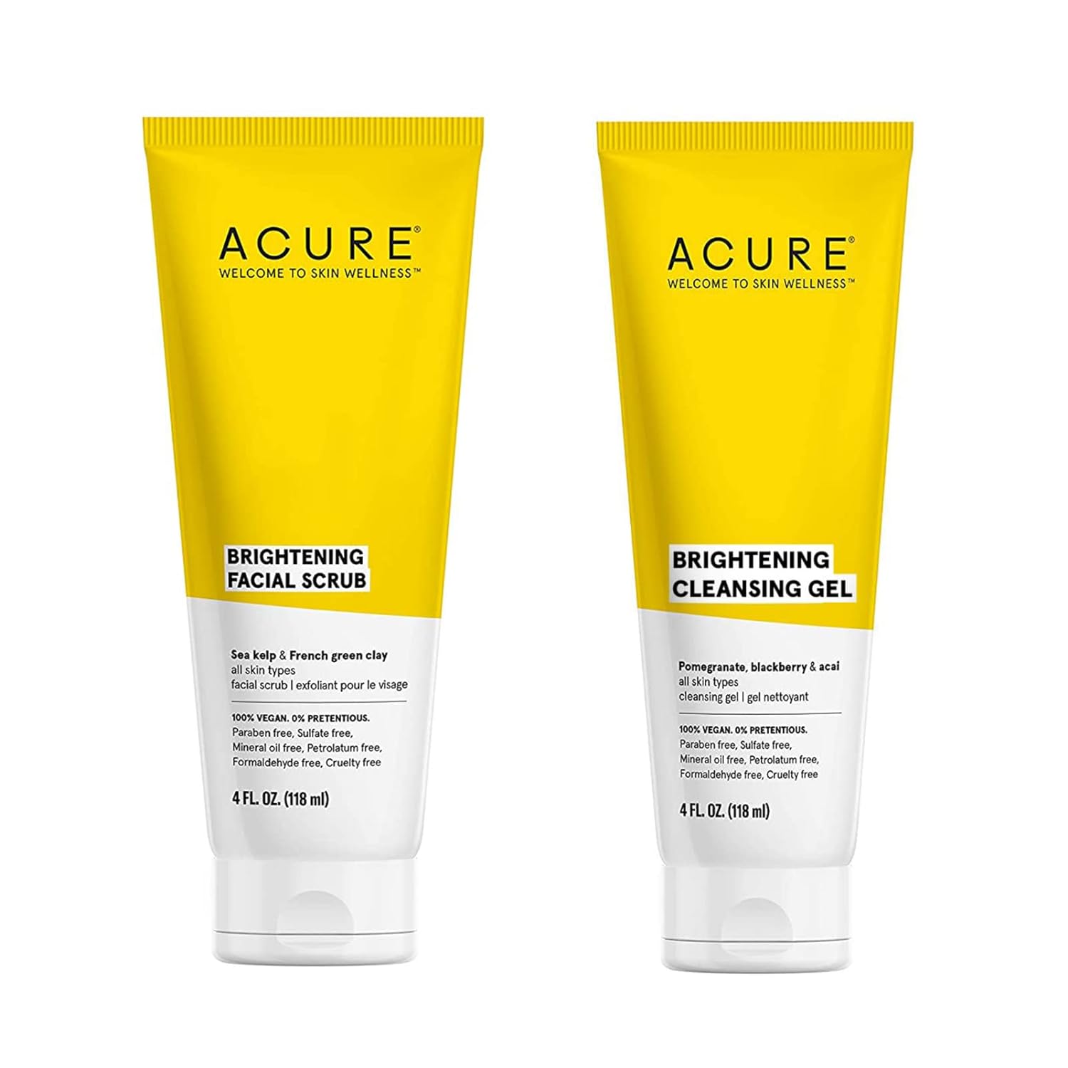 Acure Brightening Facial Scrub - 4 Fl Oz - All Skin Types, Sea Kelp  French Green Clay - Softens, Detoxifies and Cleanses