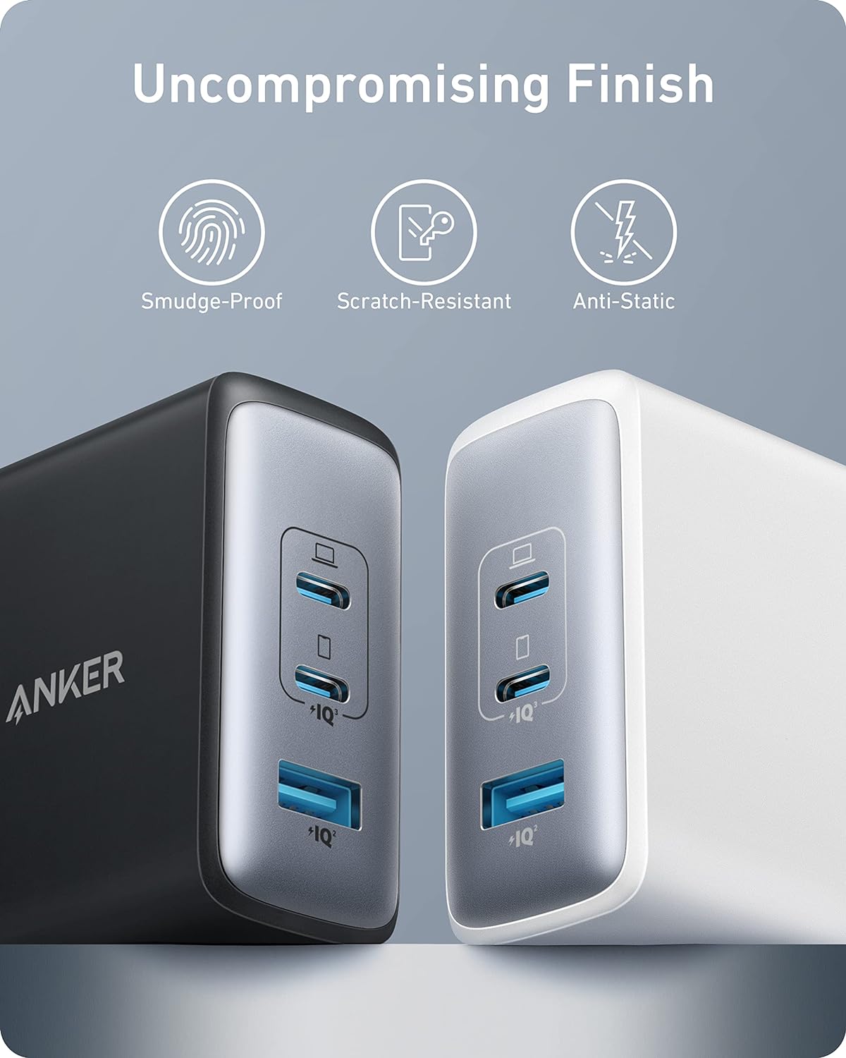 Anker USB C Charger (GaN II 100W), 3 Port Fast Compact Wall Charger for MacBook Pro, MacBook Air, Google Pixelbook, ThinkPad, Dell XPS, iPad Pro, Galaxy S22/S20, iPhone 15/Pro, and More