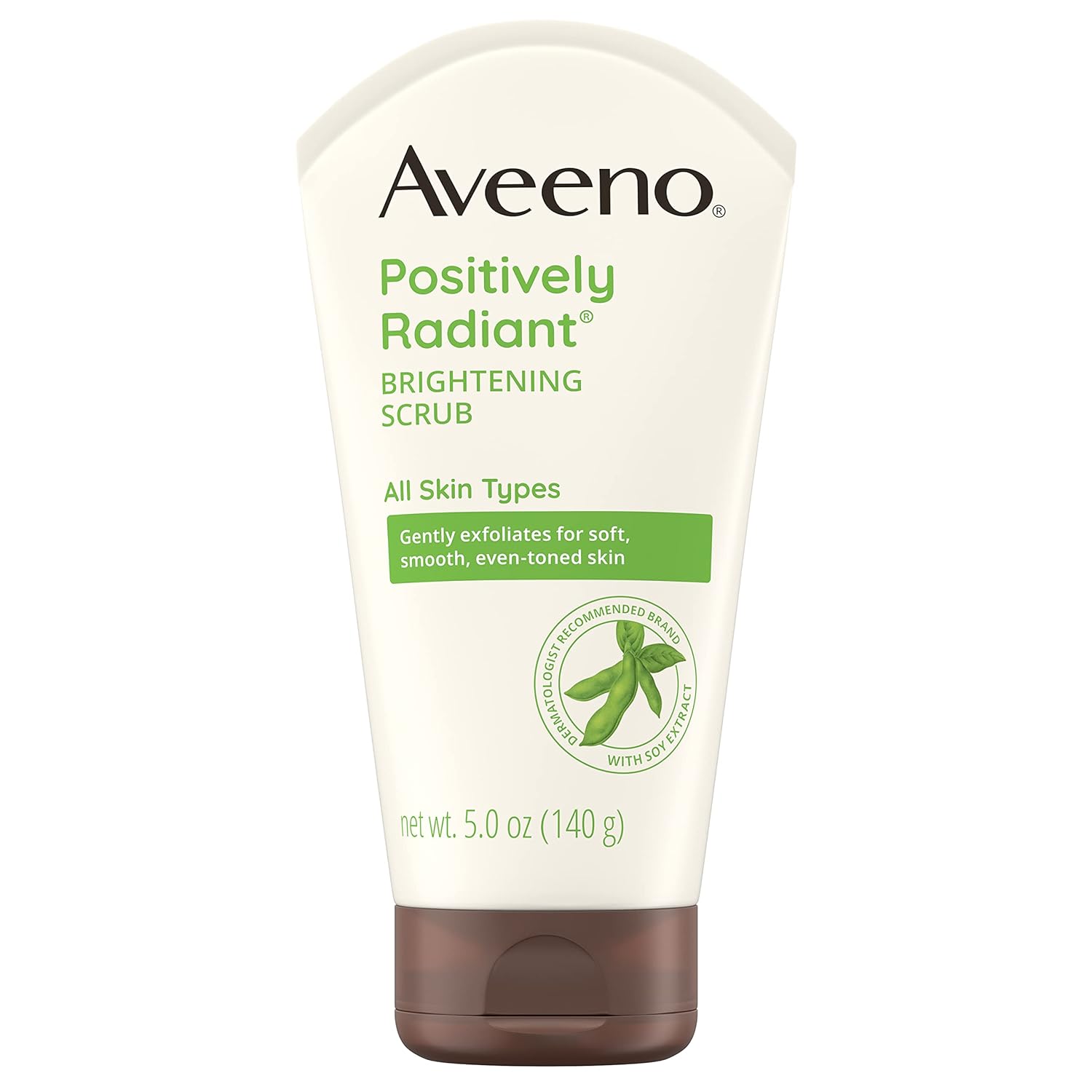 Aveeno Positively Radiant Skin Brightening Exfoliating Daily Facial Scrub, Moisture-Rich Soy Extract, helps improve skin tone  texture, Oil- Soap-Free, Hypoallergenic, 5 oz