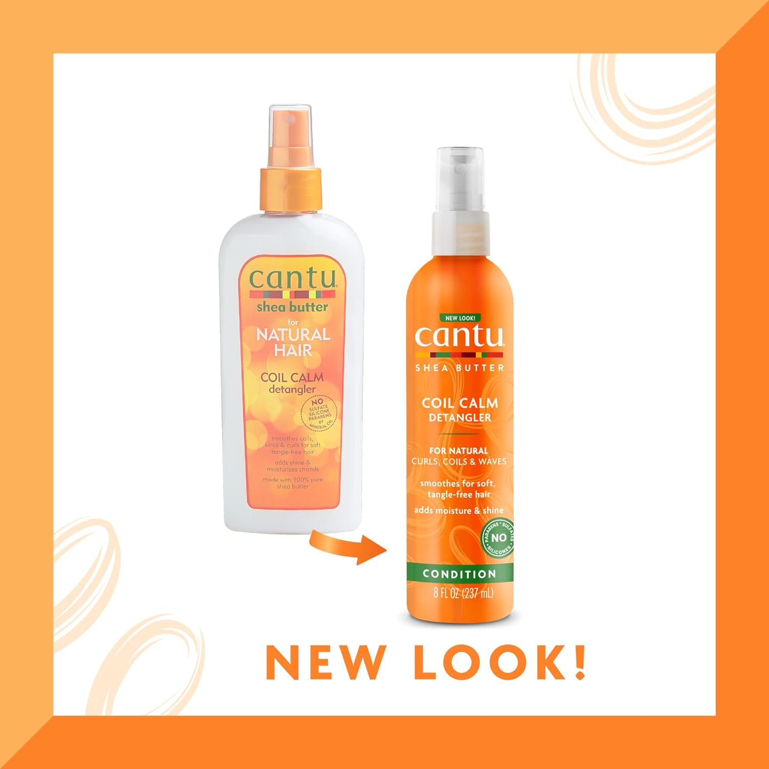 Cantu Coil Calm Detangler with Shea Butter for Natural Hair, 8 fl oz (Packaging May Vary)