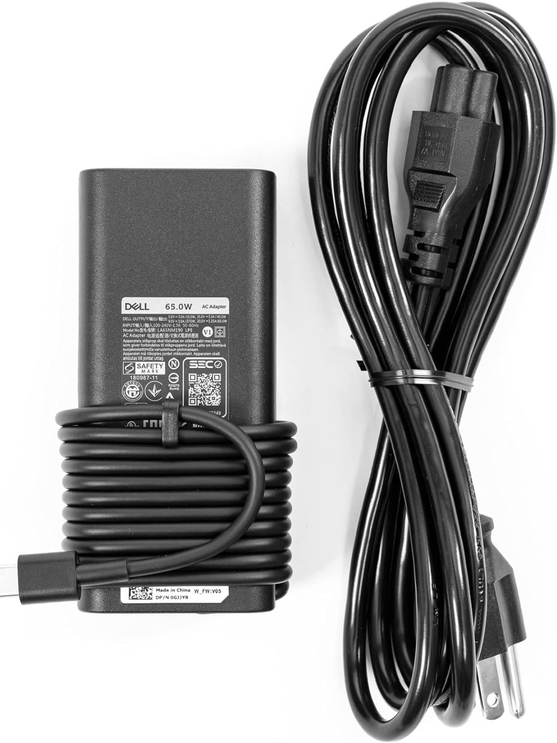 Dell Laptop Charger 65W Watt USB Type C AC Power Adapter LA65NM190/HA65NM190/DA65NM190 Include Power Cord for Dell XPS 12 9250, XPS 13 9350 Compatible with XPS Series and Latitude 5000 Series