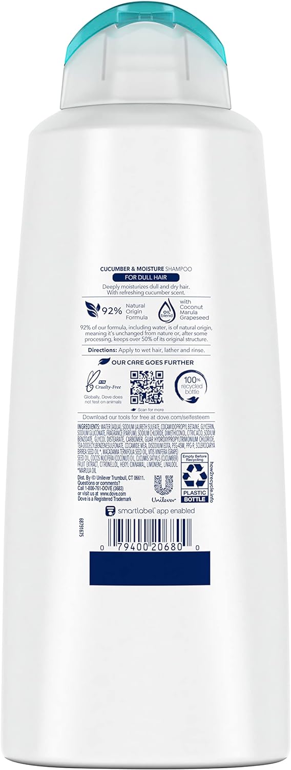 Dove Ultra Care Shampoo Daily Moisture for Dry Hair Shampoo with Bio-Restore Complex 20.4 oz