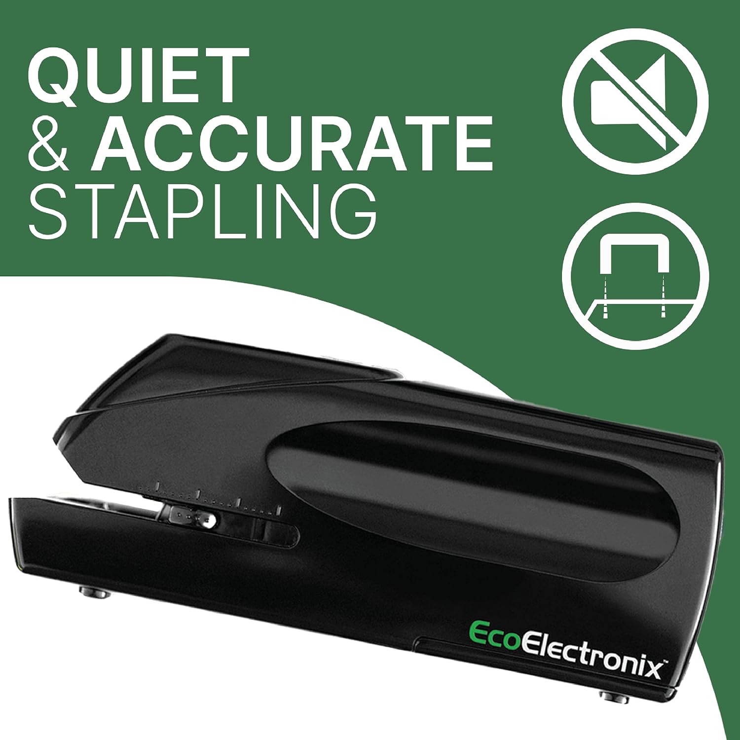 EcoElectronix Portable Automatic Electric Stapler - 30 Sheet Capacity, Quiet Operation, Jam-Free and Easy Reload - AC Adapter/Battery Powered, (Black)