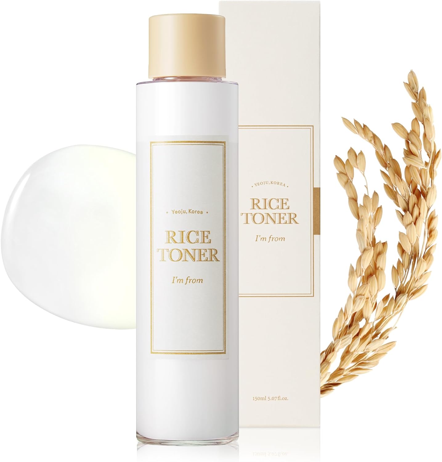 Im From Rice Toner, 77.78% Rice Extract from Korea, Glow Essence with Niacinamide, Hydrating for Dry Skin, Vegan, Alcohol Free, Fragrance Free, Peta Approved, K Beauty Toner, 5.07 Fl Oz