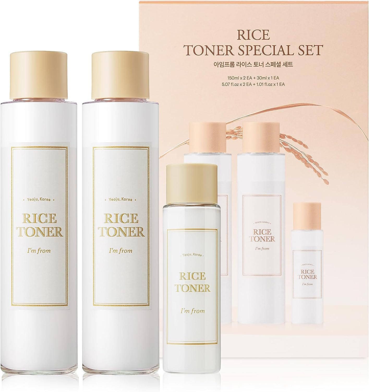 Im From Rice Toner, 77.78% Rice Extract from Korea, Glow Essence with Niacinamide, Hydrating for Dry Skin, Vegan, Alcohol Free, Fragrance Free, Peta Approved, K Beauty Toner, 5.07 Fl Oz