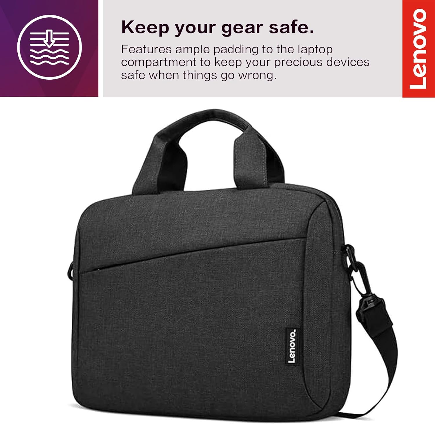 Lenovo Laptop Bag T210, Messenger Shoulder Bag for Laptop or Tablet, Sleek, Durable  Water-Repellent Fabric