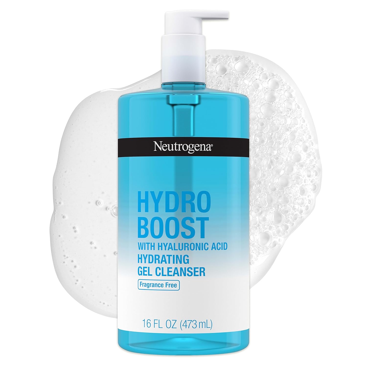 Neutrogena Hydro Boost Fragrance Free Hydrating Gel Facial Cleanser with Hyaluronic Acid, Daily Foaming Face Wash  Makeup Remover, Gentle Face Wash, Non-Comedogenic, 16 fl. oz