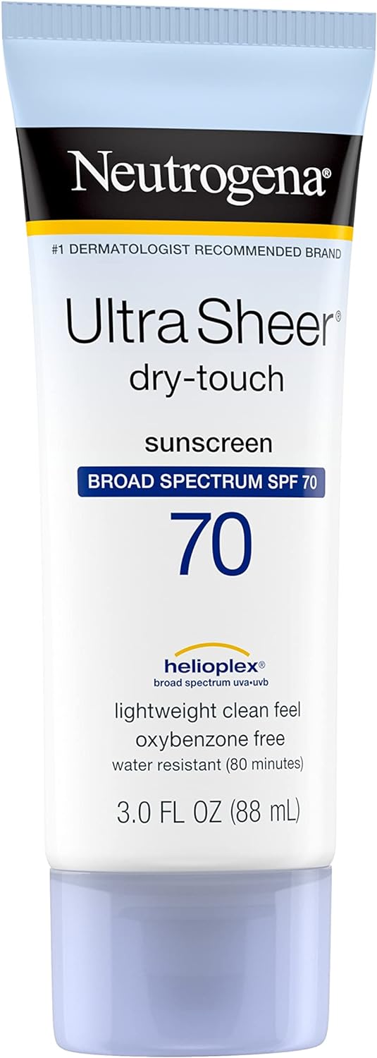 Neutrogena Ultra Sheer Dry-Touch Water Resistant and Non-Greasy Sunscreen Lotion with Broad Spectrum SPF 70, 3 Fl Oz (Pack of 1)