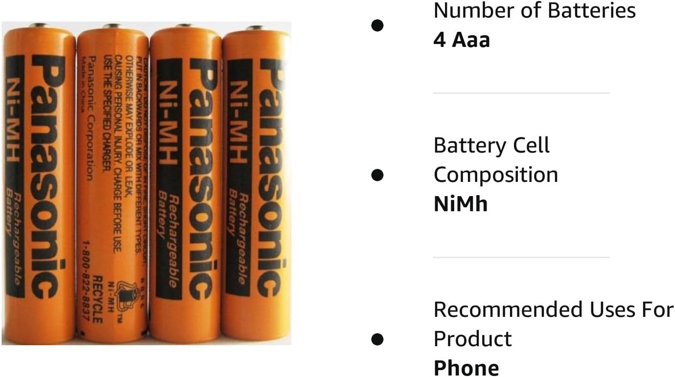 New 4 Pack Panasonic NiMH AAA Rechargeable Battery for Cordless Phones