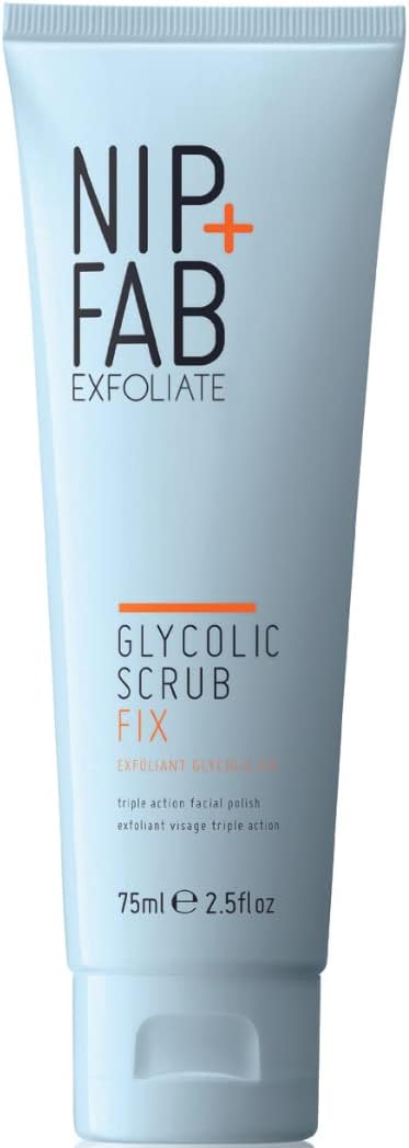 Nip + Fab Glycolic Acid Fix Face Scrub with Salicylic Acid, AHA/BHA Exfoliating Facial Cleanser Polish for Refining Pores Skin Brightening, 75 ml 2.5 fl oz