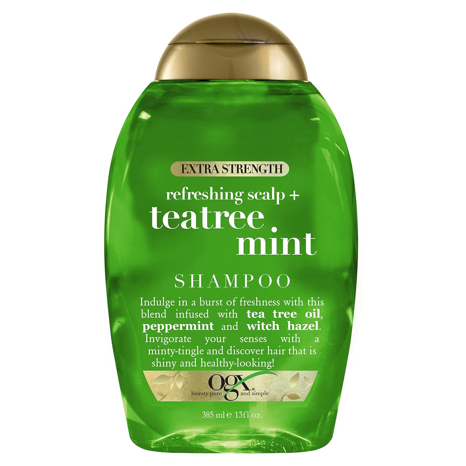 OGX Extra Strength Refreshing Scalp + Teatree Mint , Invigorating Scalp Shampoo with Tea Tree  Peppermint Oil  Witch Hazel, Paraben/ Sulfate-Free Surfactants, 13 fl oz