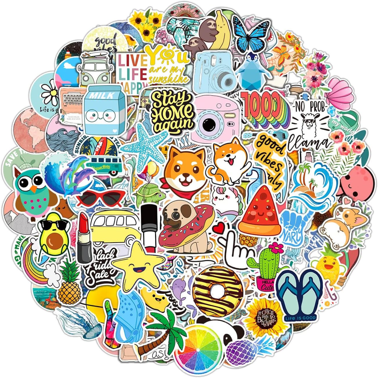 Olansit 200 PCS Water Bottle Stickers for Kids Teens, Cute Vinyl Waterproof Laptop Skateboard Stickers, Aesthetic Car Decals Computer Hydroflask Stickers for Adults Teens Kids Girls (200 pcs)