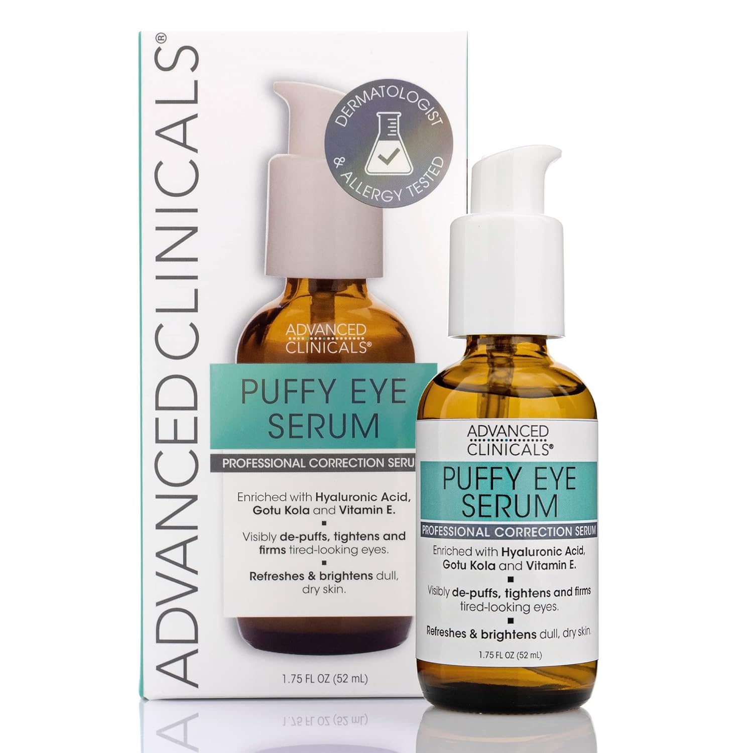 Puffy Eyes Treatment Eye Serum Anti Aging, Brightening,  Firming Under Eye Serum with Vitamin E, Collagen, Gotu Kola, Caffeine,  Green Tea Helps Hydrate  Calm Puffiness by Advanced Clinicals