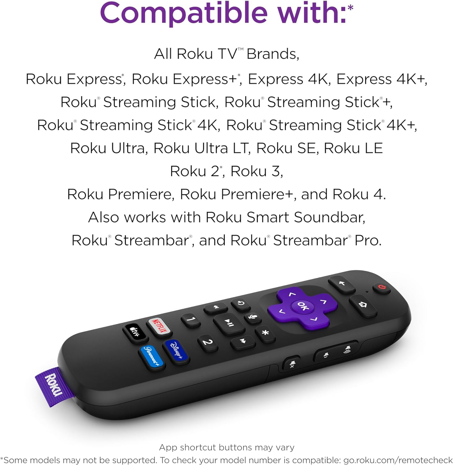 Roku Voice Remote Pro with TV controls | Rechargeable , lost remote finder, private listening , and shortcut buttons for Roku Players, TV,  Streambars