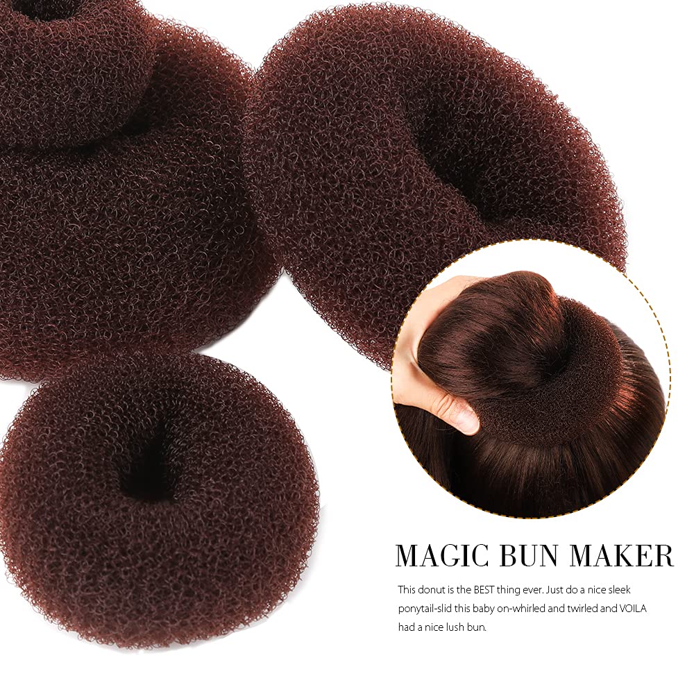 Teenitor 4pcs Hair Bun Maker-Brown