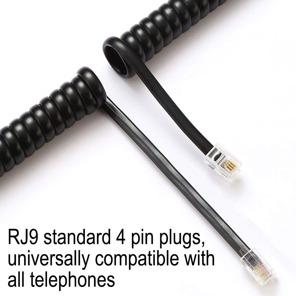 Telephone Cord, Phone Cord,Handset Cord, Black, 2 Pack, Universally Compatible