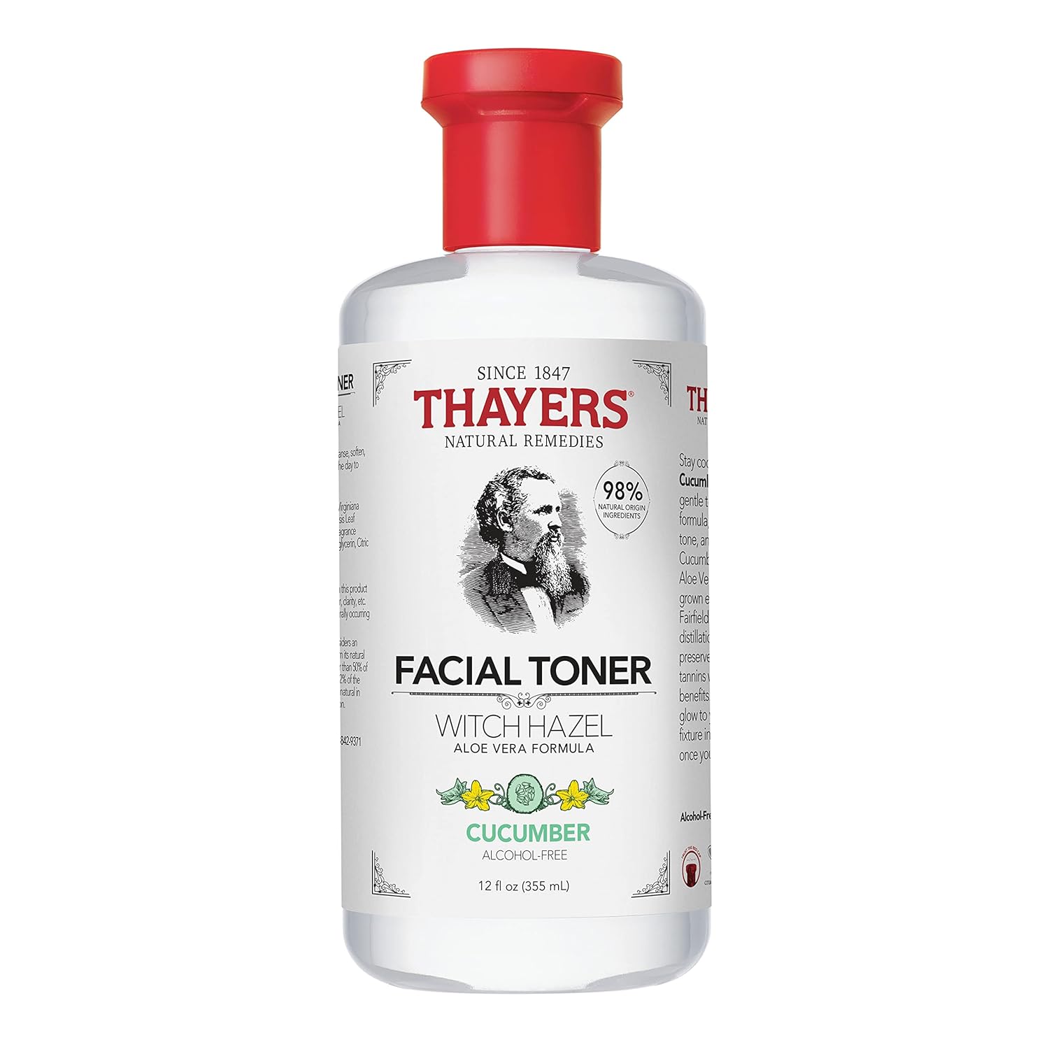 THAYERS Alcohol-Free, Hydrating Cucumber Witch Hazel Facial Toner with Aloe Vera Formula, 12 oz