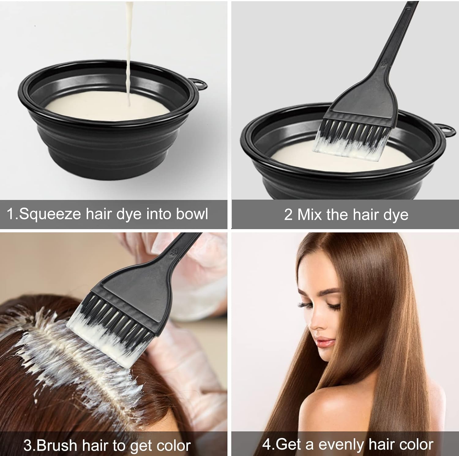 Yexixsr 5Pcs Professional Salon Hair Coloring Dyeing Kit, hair bleach kit hair coloring tool with Hair Dye Brush, Hair Color Bowl, Hair Clips