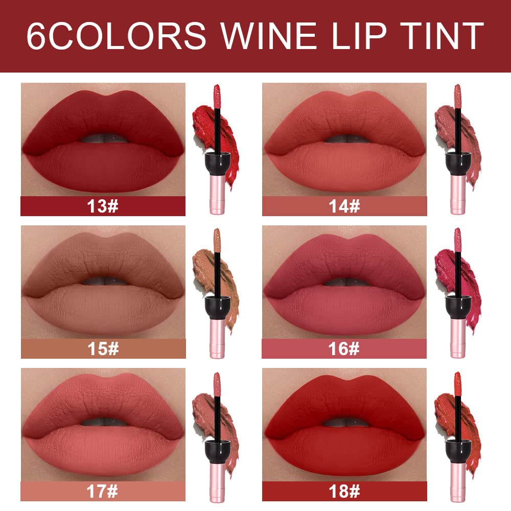 16Pcs Mini Matte Waterproof Liquid Cigarette Lipstick Set Kit, 16 Colors Litte Smoke Tube Red Matte Matt Velvet Lipstick Lip Gloss Stain Set for Women Girls Long Lasting 24 Matt Liquid Lipstick+Set