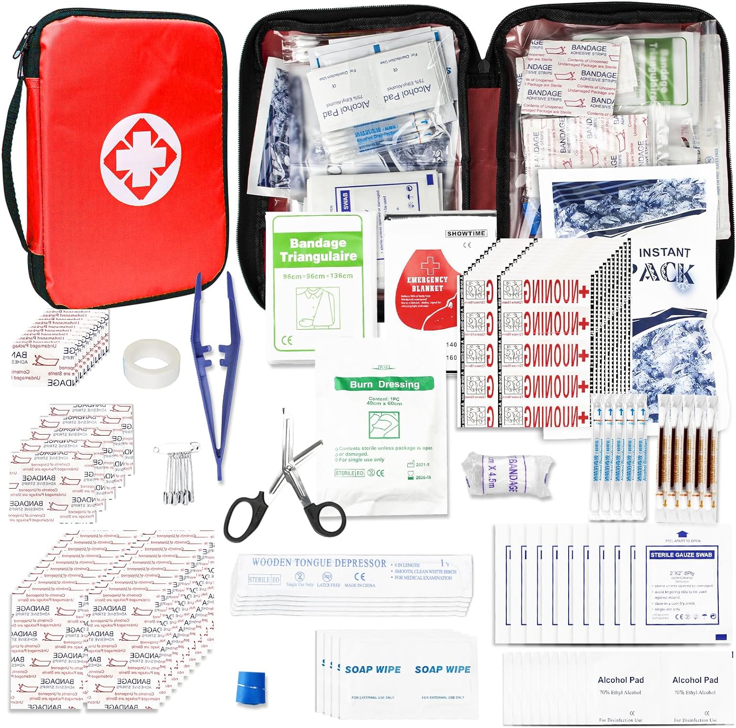 300 PCS First Aid Kit Refill Supplies Basic Emergency Essentials First Aid Kit Travel Size for Businesses Emergency Accident Essentials for Outdoor Adventure, Green 1st Aid