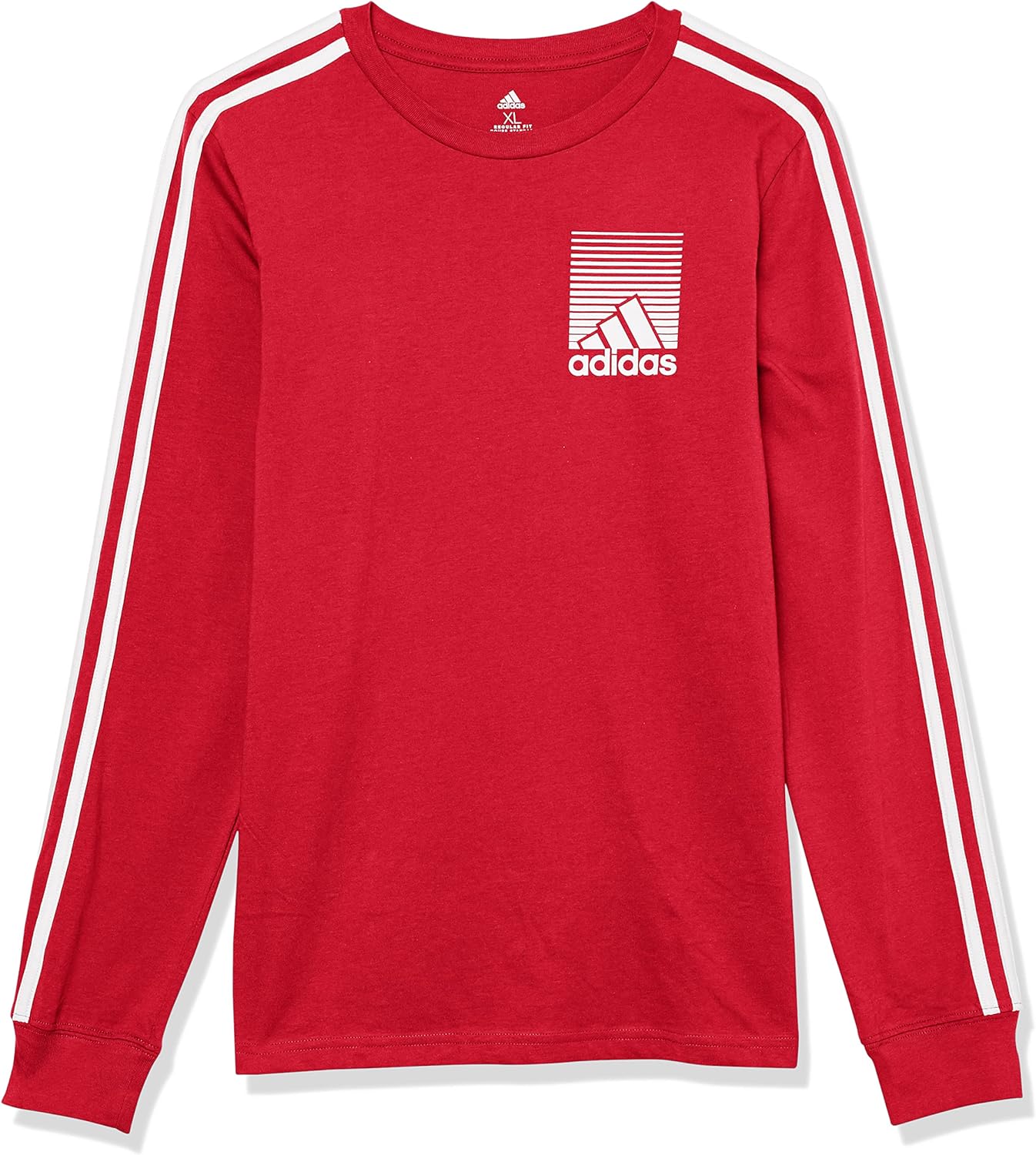 adidas Boys Long Sleeve Cotton T-Shirt 3-Stripes Tee