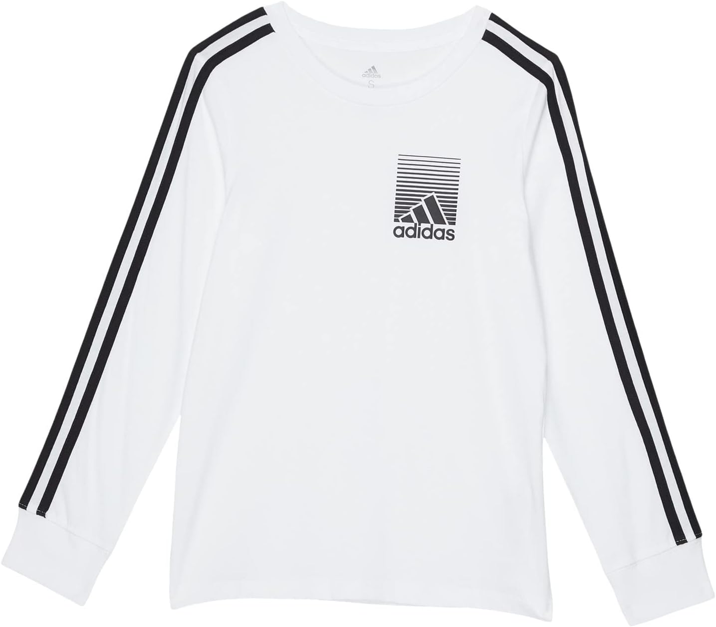 adidas Boys Long Sleeve Cotton T-Shirt 3-Stripes Tee