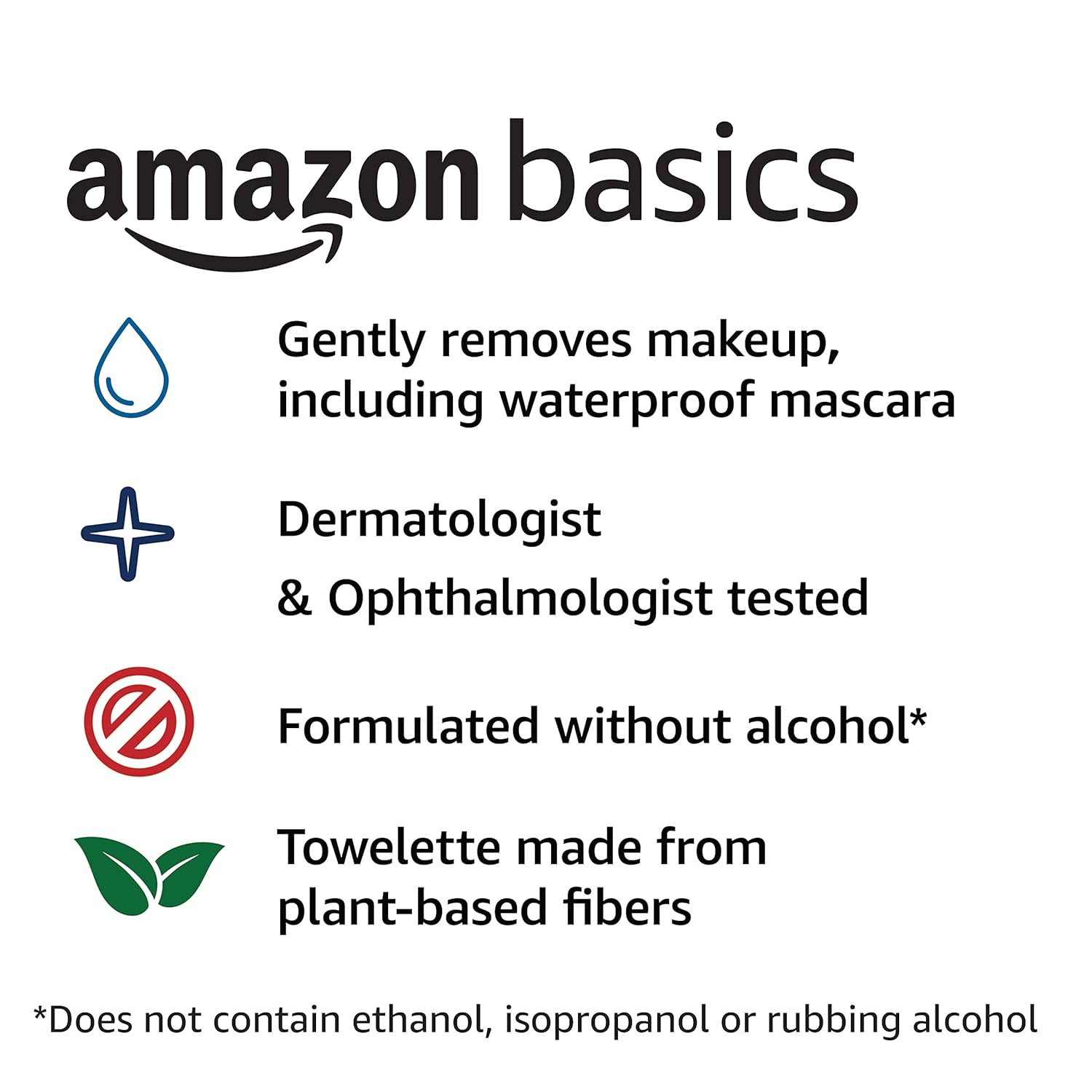 Amazon Basics Make Up Remover Wipes, Fragrance Free, 50 Count (2 Packs of 25) (Previously Solimo)