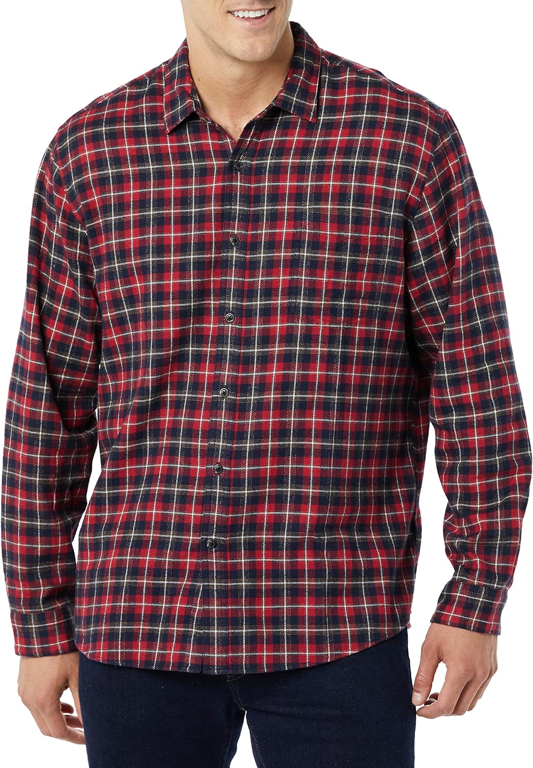 Amazon Essentials Mens Long-Sleeve Flannel Shirt (Available in Big  Tall)