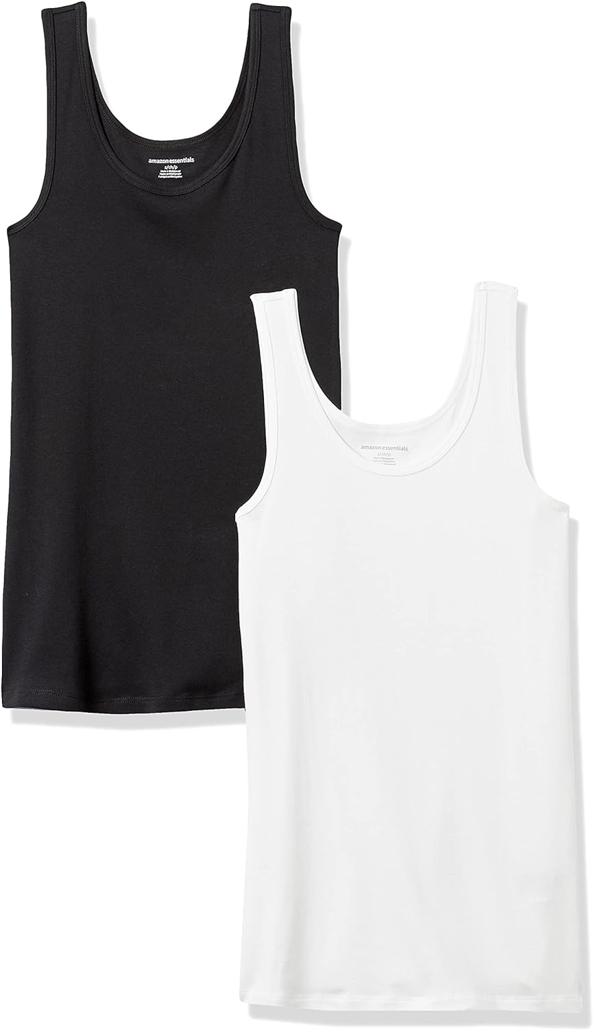 Amazon Essentials Womens Slim-Fit Tank, Pack of 2