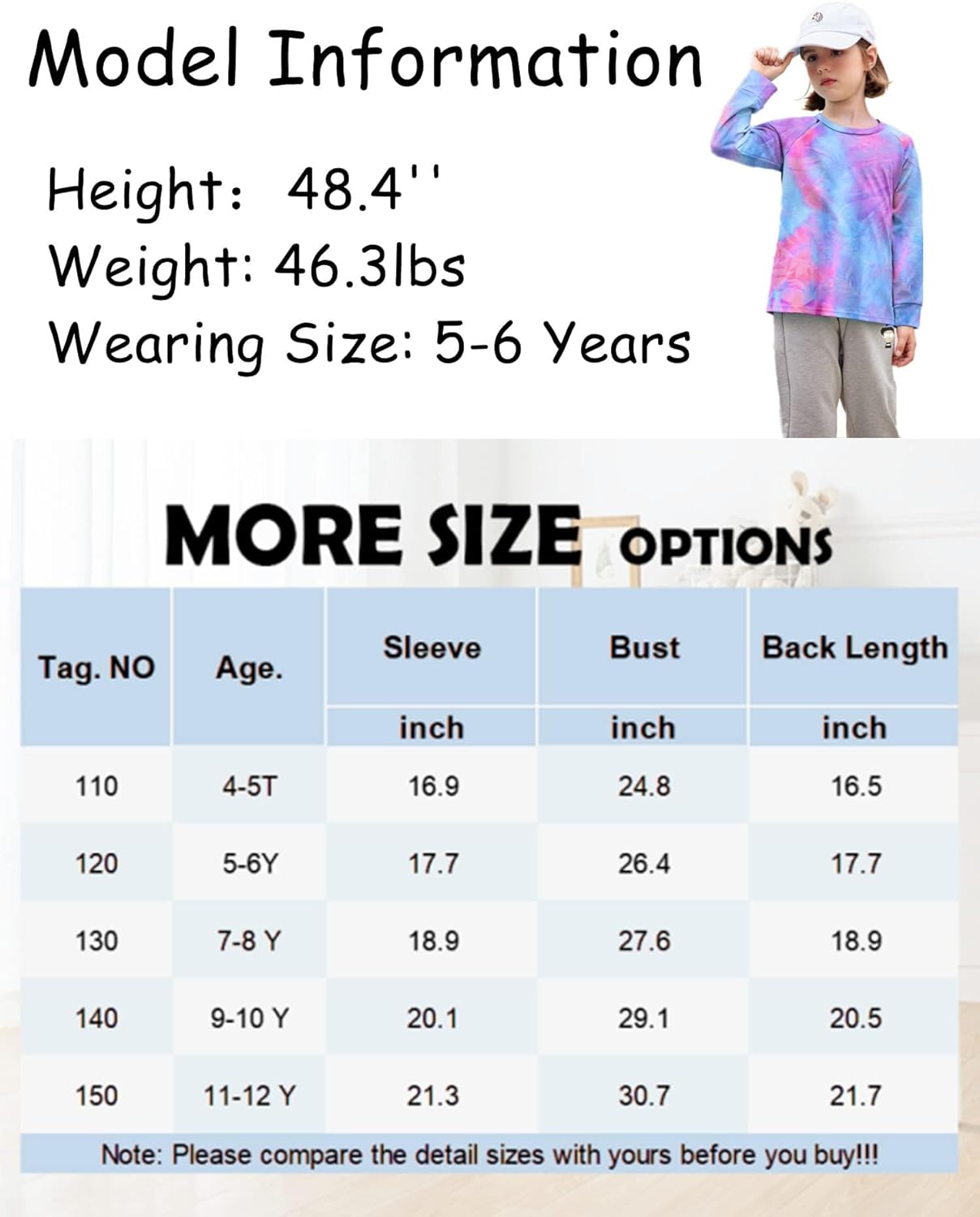 Arshiner Girls Casual Tie Dye Crewneck Long Sleeve Sweaters Loose Fashion Tops for 4-12 Years