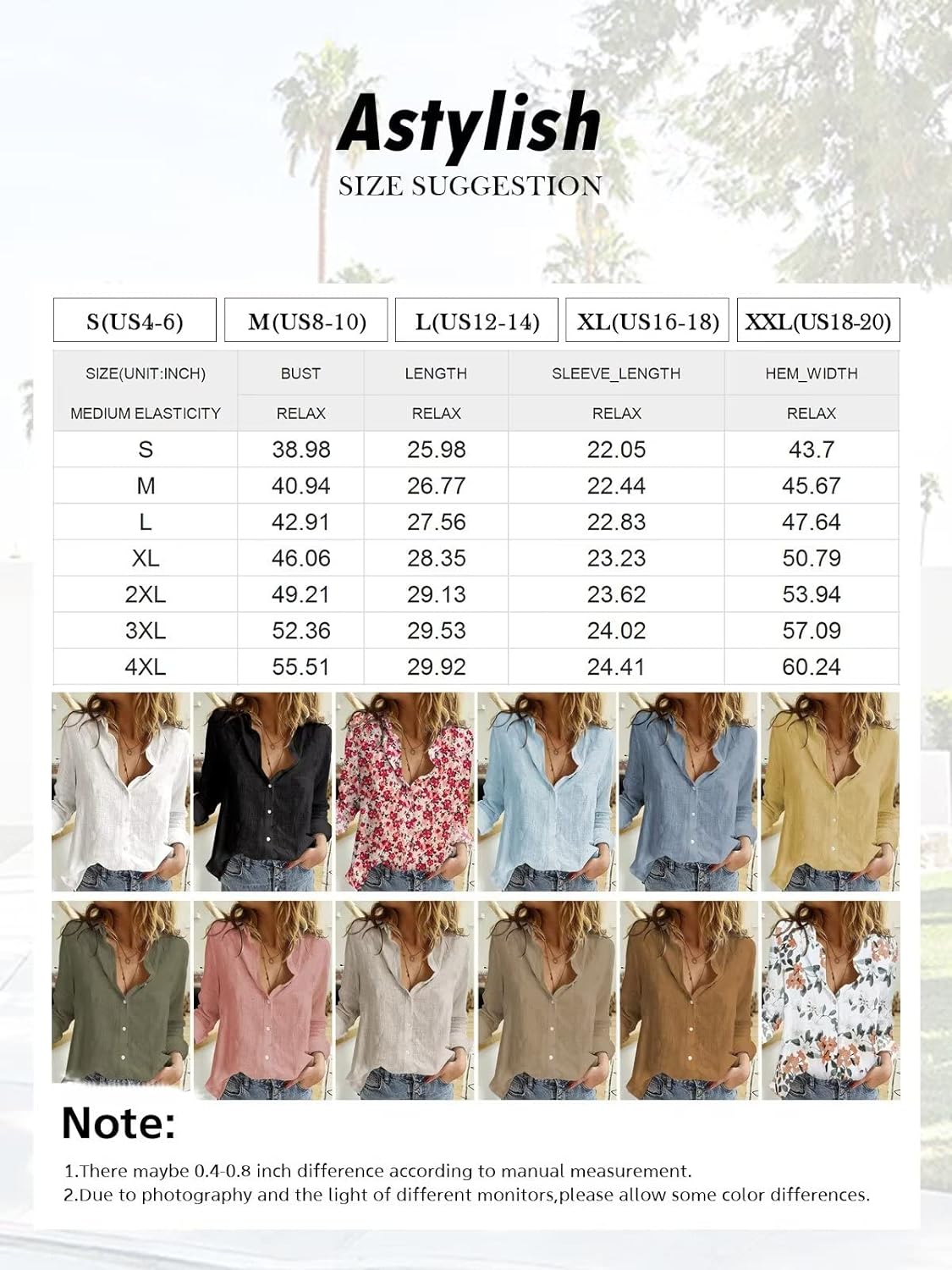 Astylish Womens V Neck Roll up Sleeve Button Down Blouses Tops