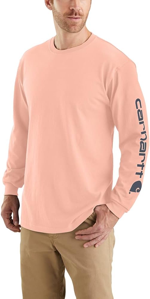 Carhartt Mens Loose Fit Heavyweight Long Logo Sleeve Graphic T-Shirt