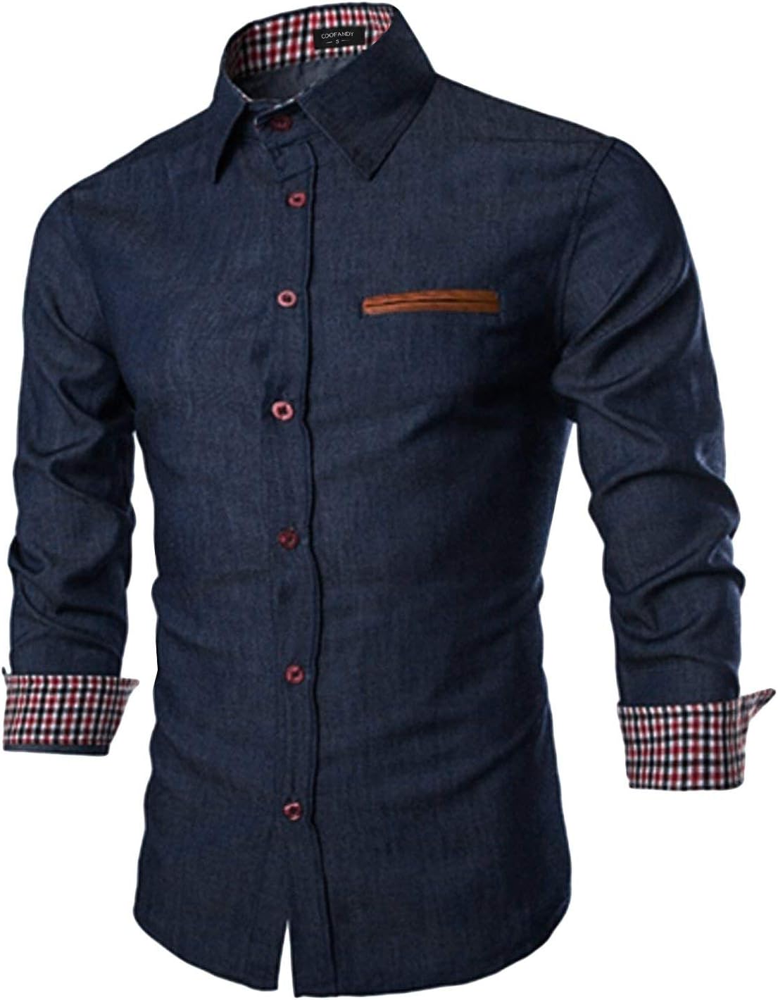 COOFANDY Mens Casual Dress Shirt Button Down Shirts Long-Sleeve Denim Work Shirt