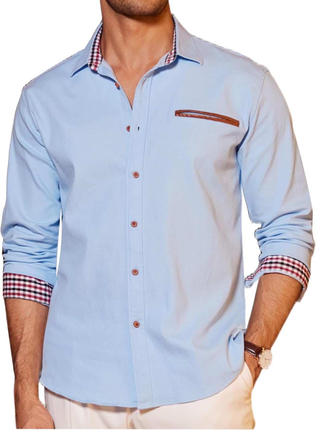 COOFANDY Mens Casual Dress Shirt Button Down Shirts Long-Sleeve Denim Work Shirt