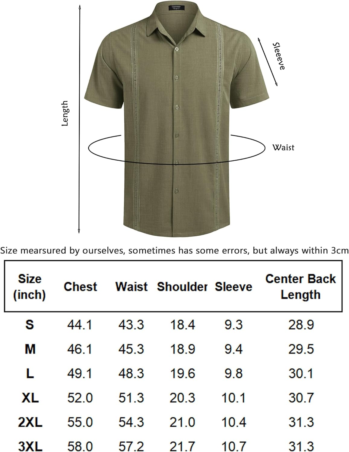 COOFANDY Mens Short Sleeve Cuban Guayabera Shirt Casual Summer Beach Button Down Shirts